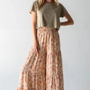 Women’s NATURAL LIFE Pants Pattie Palazzo Tiered Wide Leg Pant Boho Lagenlook XS